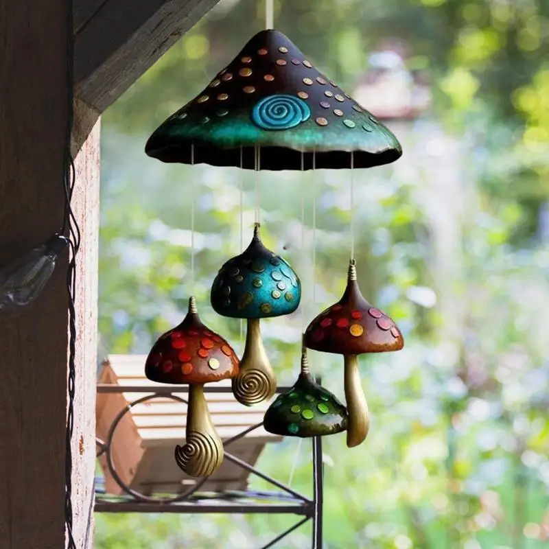 

Mushroom Campanula Handmade Art Unique Colorful Resin Mushroom Wind Chime for Outdoor Indoor Decor Patio Garden Decoration