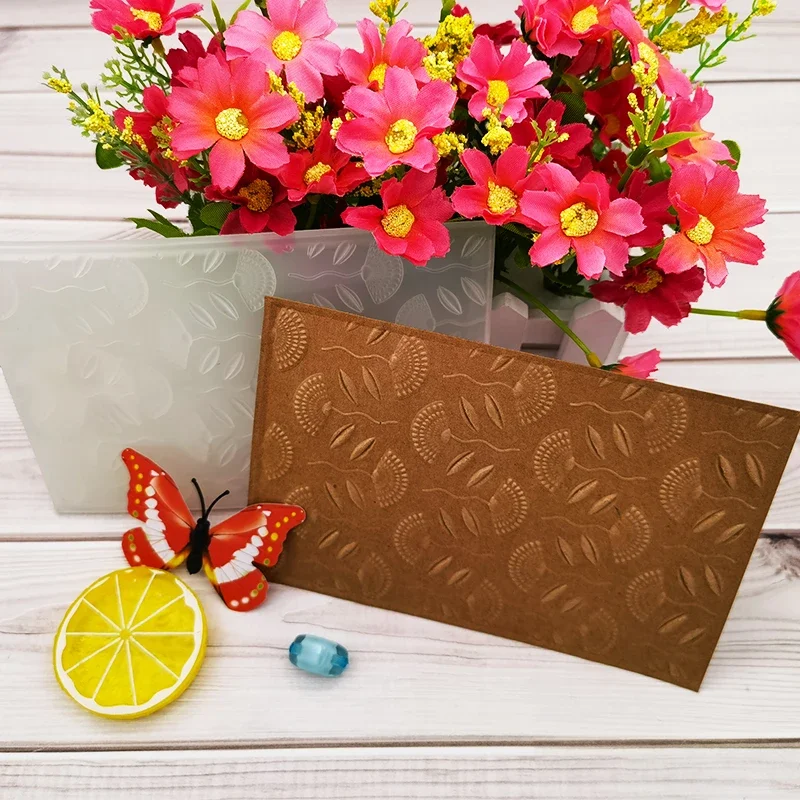 Тисненая папка с текстурой 3-d-Необычные цветы для ручной работы кирпичная стена