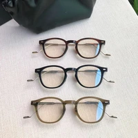 vintage eyeglasses frame titanium acetate round fashion women men glasses gentle eddy myopia prescription eyewear
