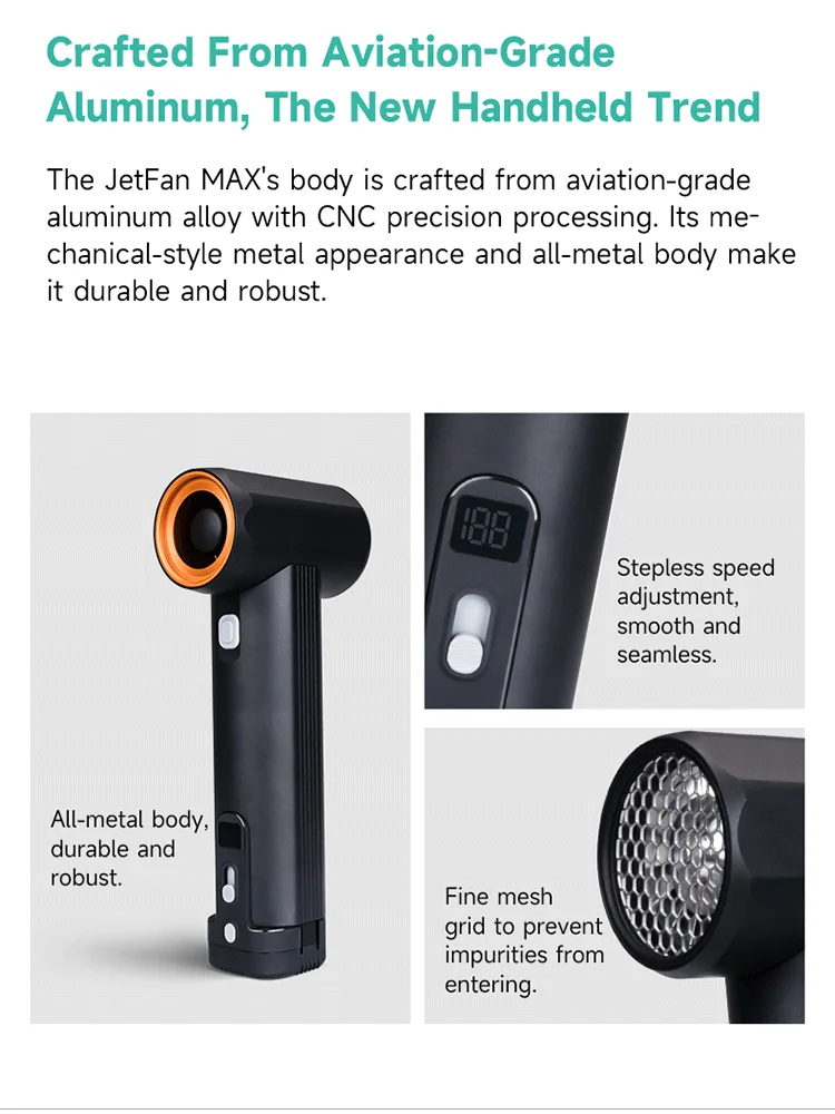 24000 мАч KiCA JetFan Max 785 Вт Ручной Violent Fan Турбо Скорость ветра более 85000 об/мин и 900 г