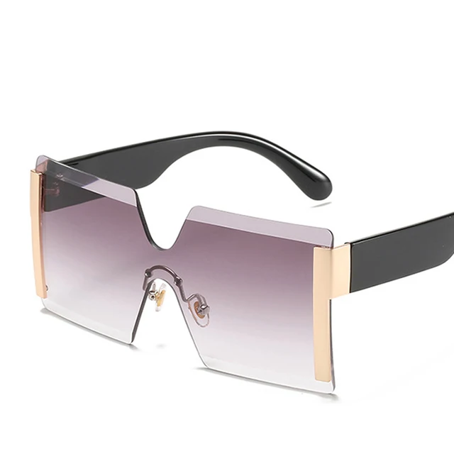 Fashion Oversized Square Rimless Sunglasses Women Brand Designer Gafa de sol 6