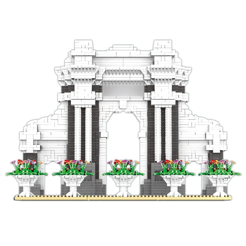 

DIY World Architecture Ancient Tsinghua University Gate Campus Mini Diamond Building Blocks Bricks Educational Toys For Kids