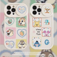 disney winnie the pooh chip n dale sliding window phone cases for iphone 13 12 11 pro max xr xs max x back cover