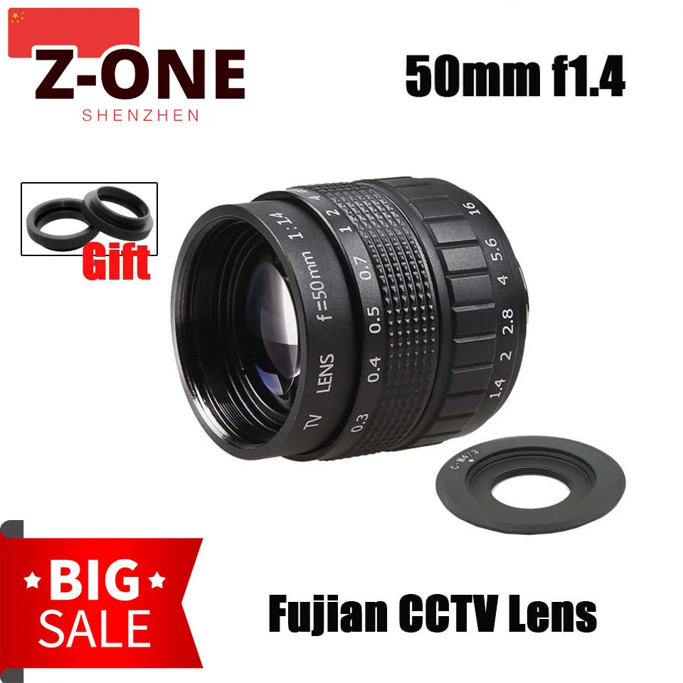 

Fujian 50mm CCTV Camera Lens TV Movie Focus F1.4 C Mount for Olympus E-P1 P2 P3 P5 PL1 PL2 PL3 PL5 PM1 OM-D EM5 EM10 Mirrorless