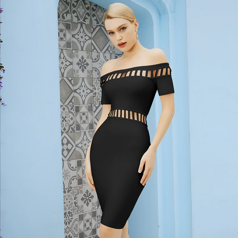 

Женское платье с вырезом-лодочкой, открытыми плечами и завязками