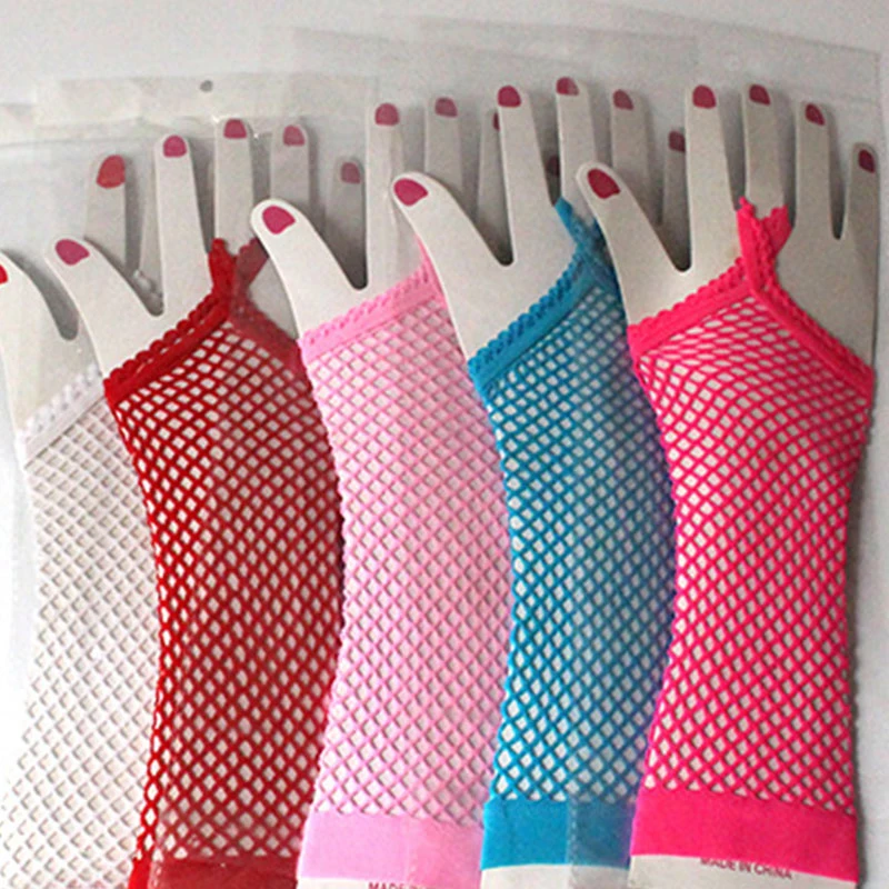 

Женские однотонные эластичные перчатки без пальцев, Сексуальные вечерние кружевные варежки для девушек, сетчатые Дышащие длинные перчатки...