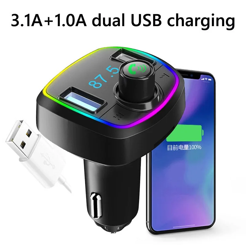 

Dual USB Car Fast Charger 3.1A MP3 FM Transmitter U Disk Player Bluetooth 5.0 Handsfree Car Kit Hands-free Adapter for Car