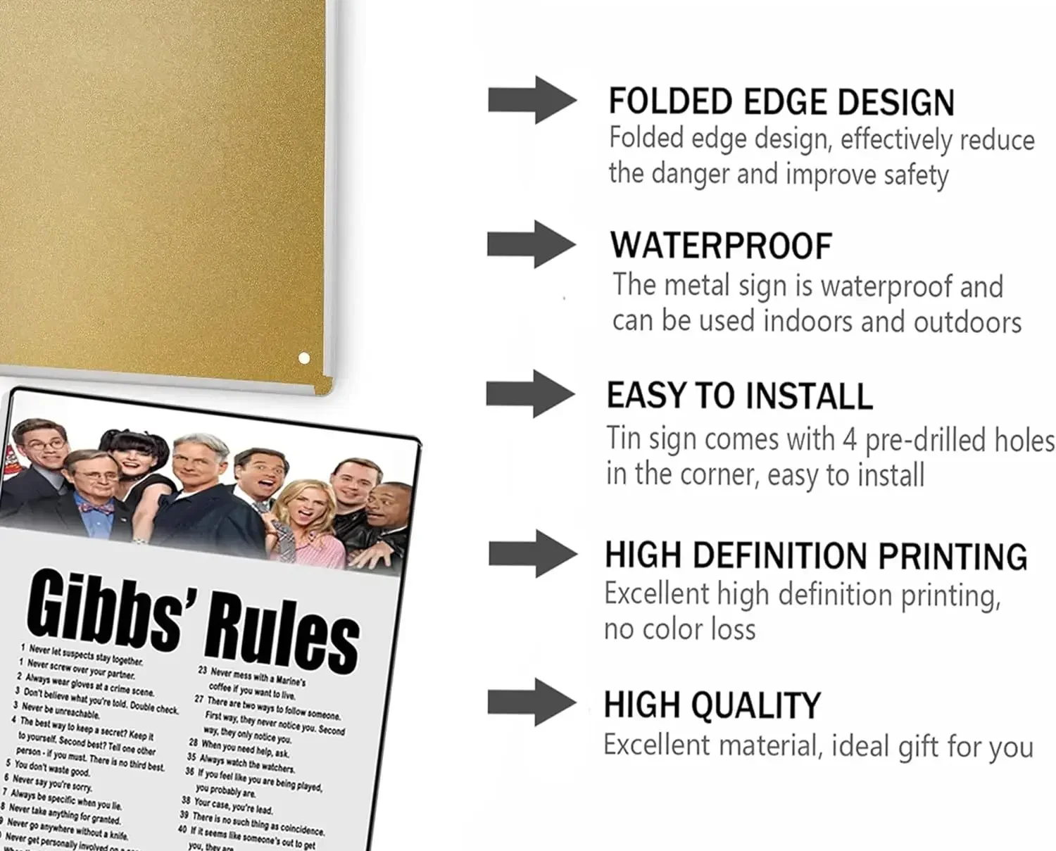 Винтажная Жестяная Вывеска NCIS Gibbs Эмблема 8x12 Дюймов Настенное Искусство Для