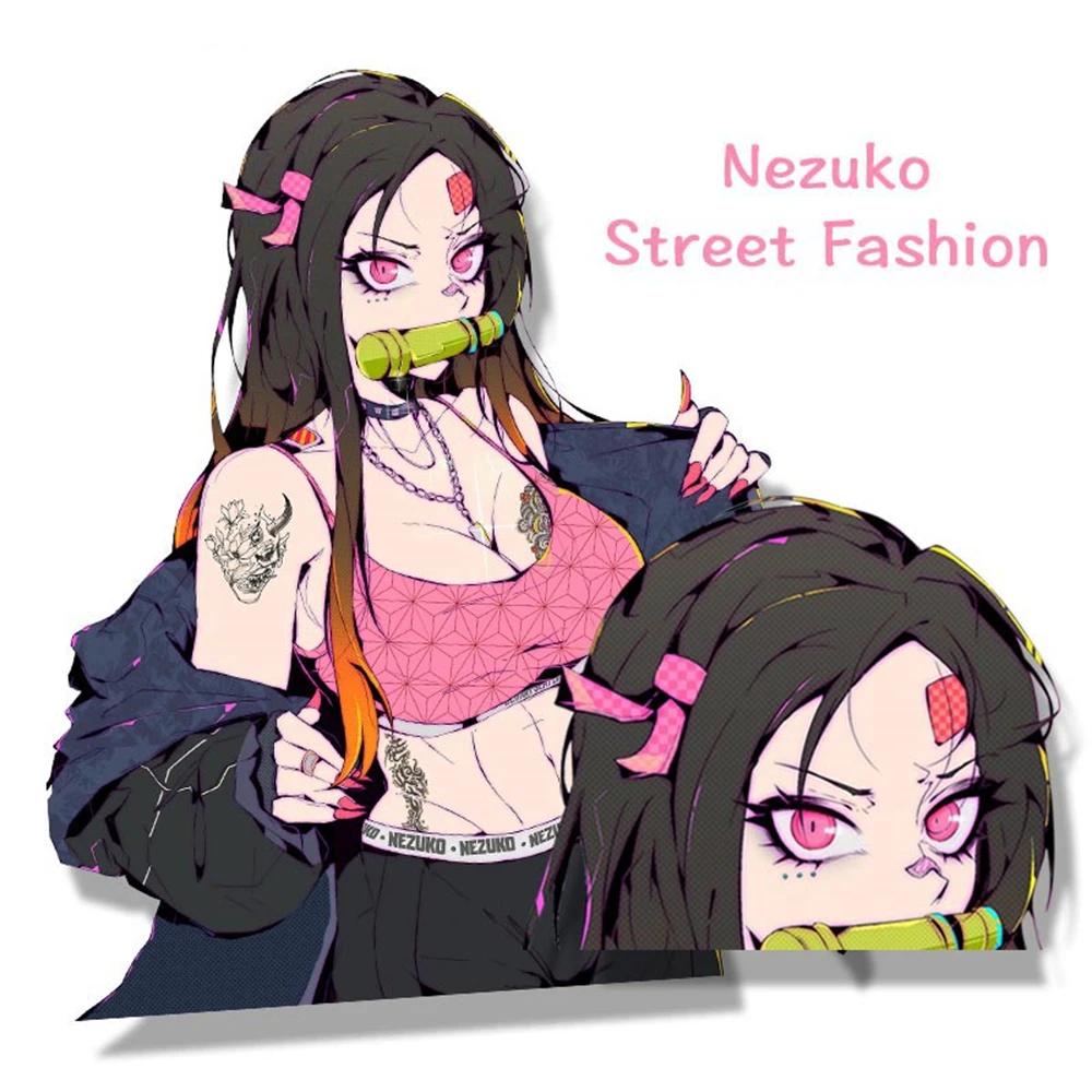 

Модная наклейка на автомобиль Nezuko с рисунком улицы, аниме, рассекающий демонов, эскиз вайфу, наклейка JDM, мультяшный девушка, наклейка на окн...