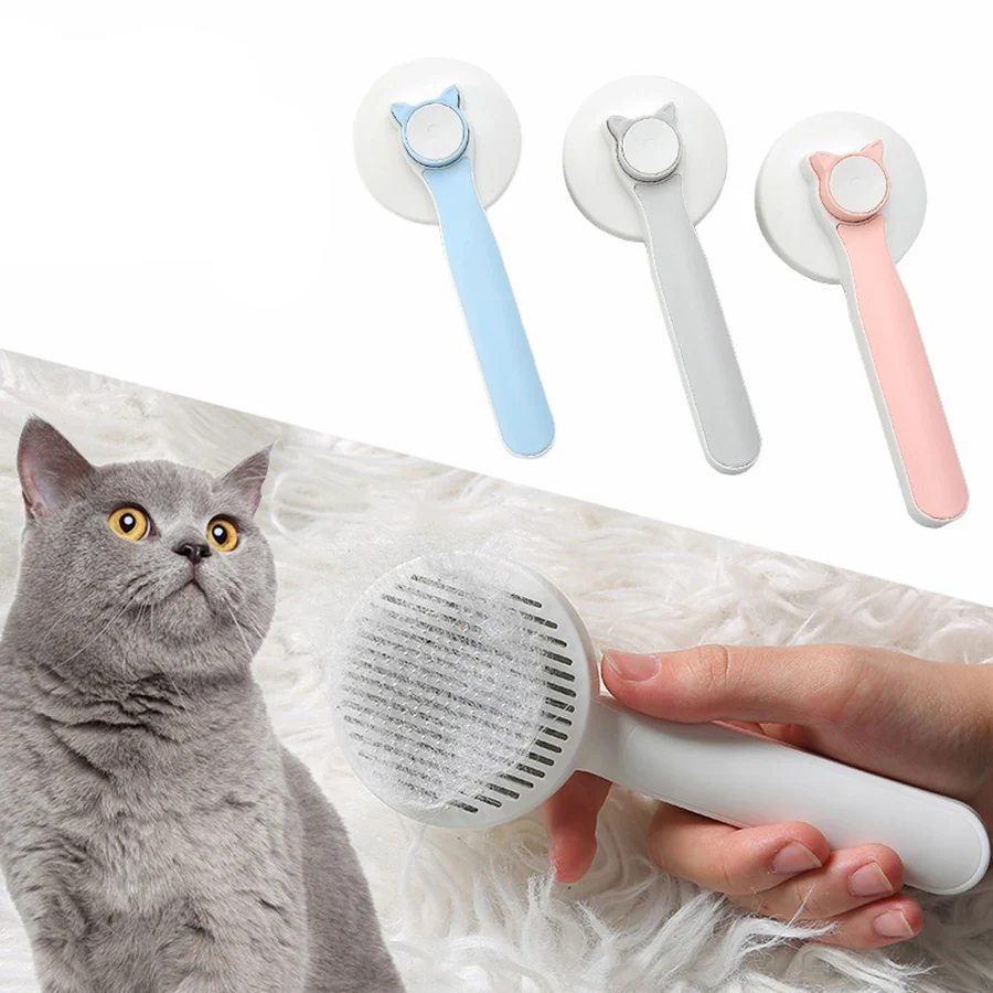 1 Шт. Массажная Щетка С Кнопками Для Домашних Животных Расческа Удаления Волос