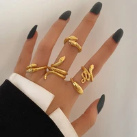 retro punk snake ring for men women exaggerated antique gold color fashion personality stereoscopic opening adjustable rings
