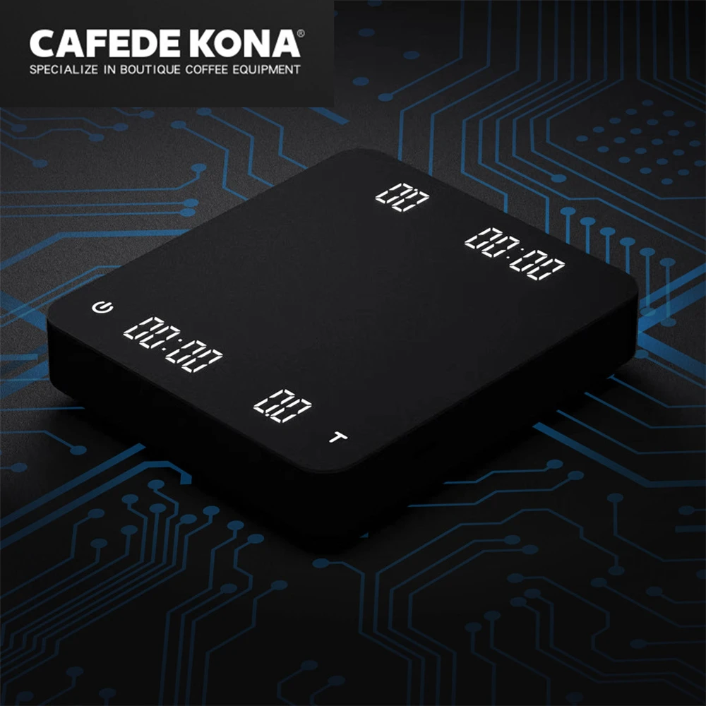 

CAFEDE KONA Electronic Scale Pour Over Espresso Coffee Scale Smart Scale Automatic Timing Kitchen Scales 2KG/0.1g Black