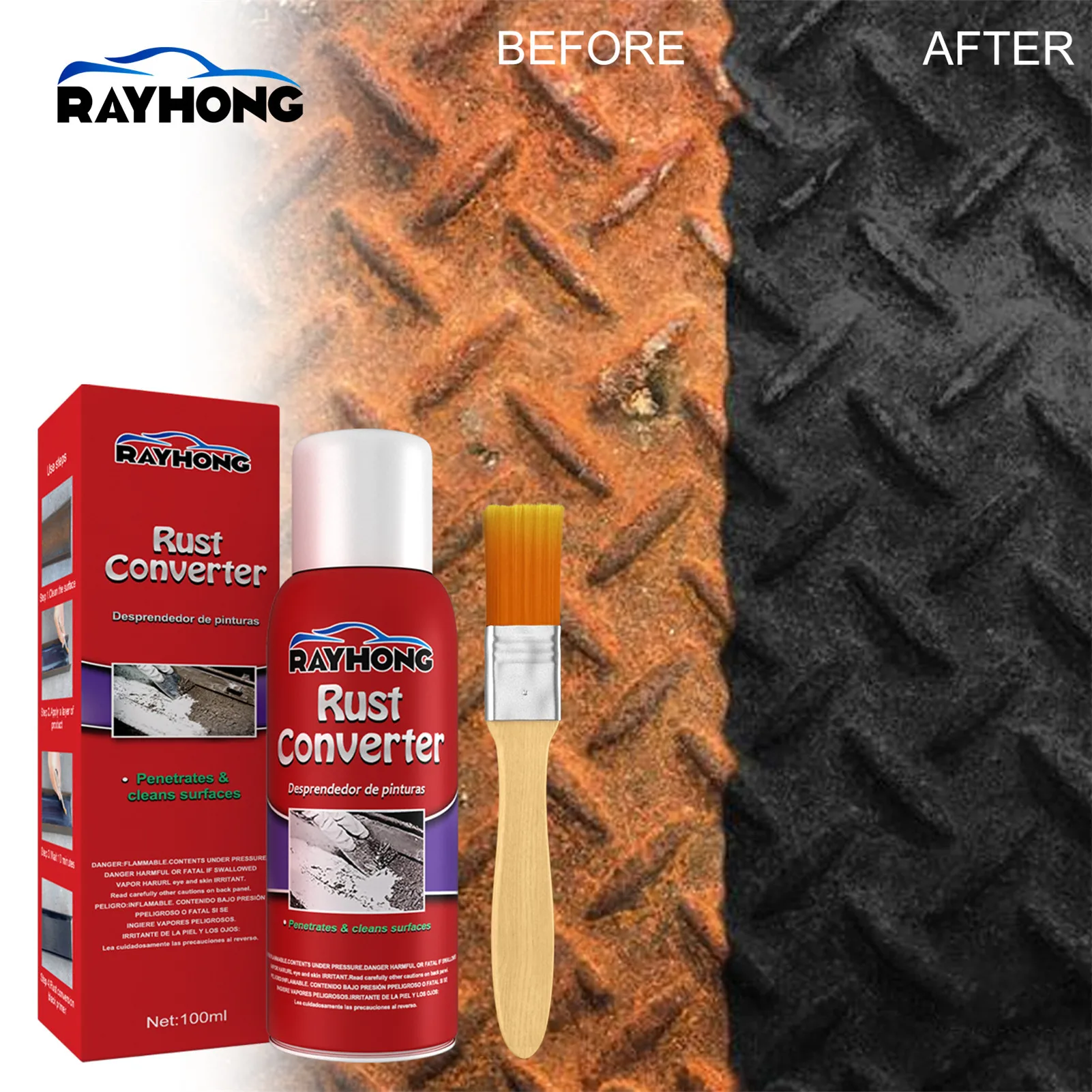 

100ml Car Anti-rust Rust Remover Paste Multi-Purpose Chassis Rust Converter Repair Protect Iron Metal Surfaces Maintenance Clean