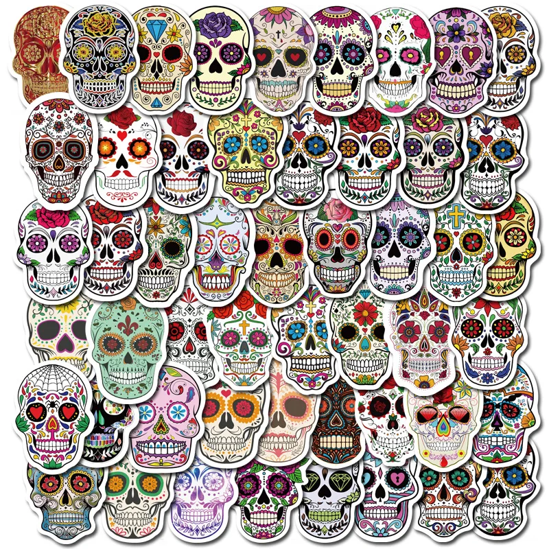 

10/50Pcs/Set Cartoon Stickers Mexican Calaver Sugar Skull Car Laptop Luggage Skateboard Styling Anime Graffiti Suitca Sticker