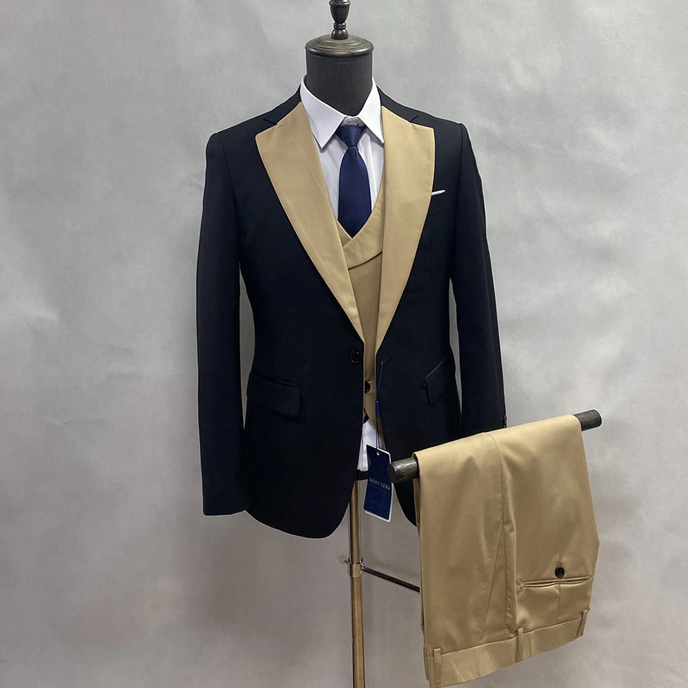 Костюм мужской облегающий из 3 предметов роскошный смокинг Вечерние вечернее