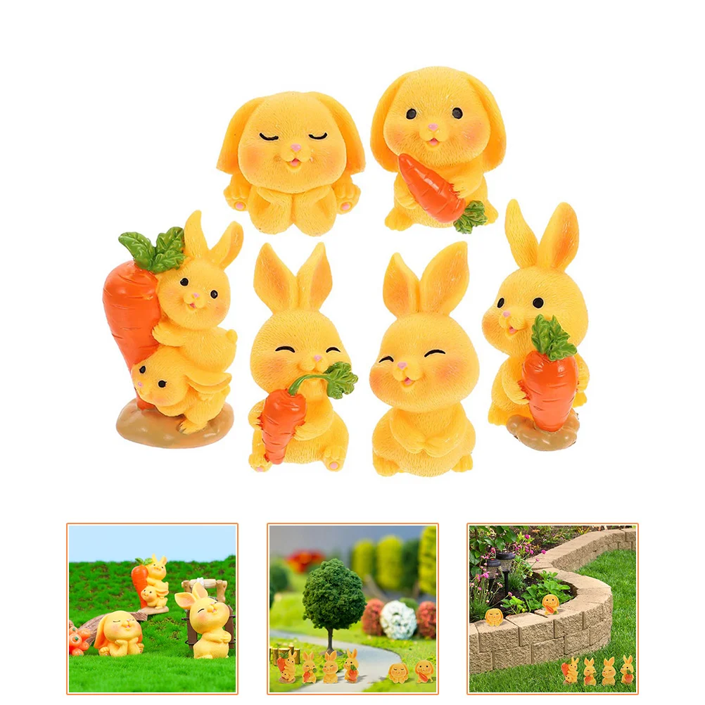 

Rabbit Bunny Miniature Figure Mini Garden Resin Figurine Figures Desktop Figurines Bunnies Statue Decor Easter Model Animal