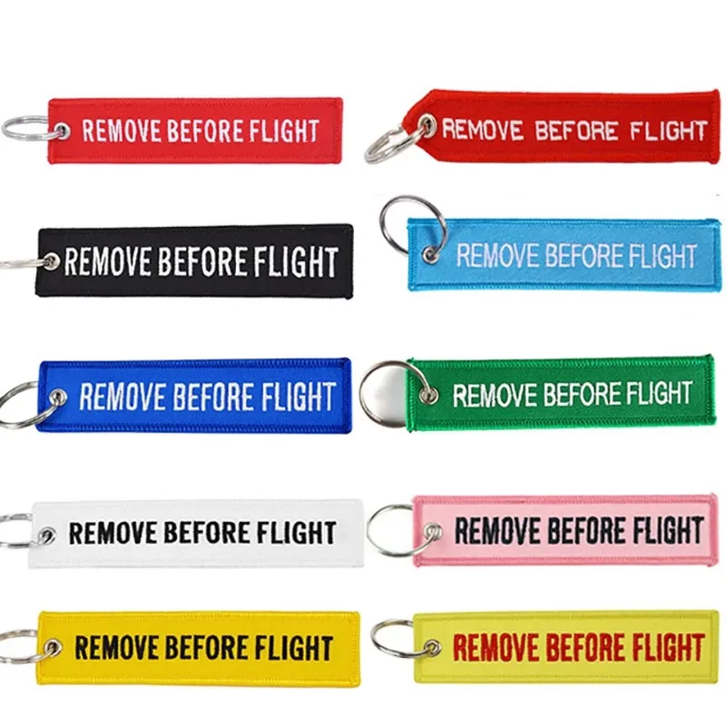 

10 Pcs Remove Before Flight Keychain llavero moto Embroidery Key Chain Lanyard Key Ring sleutelhanger Key Holder for Lanyard Car