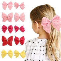 pearl hair bows hair clips for girls kids boutique layers crystal rhinestone center bows hairpins little girl hair accessories