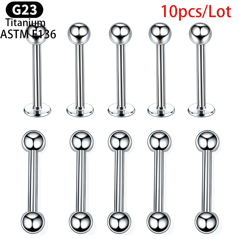

10pcs G23 Titanium 16G Ear Tragus Helix Piercing Tongue Bar Eyebrow Nipple Ring Lip Piercings Oreja Cartilage Piercings Jewelry