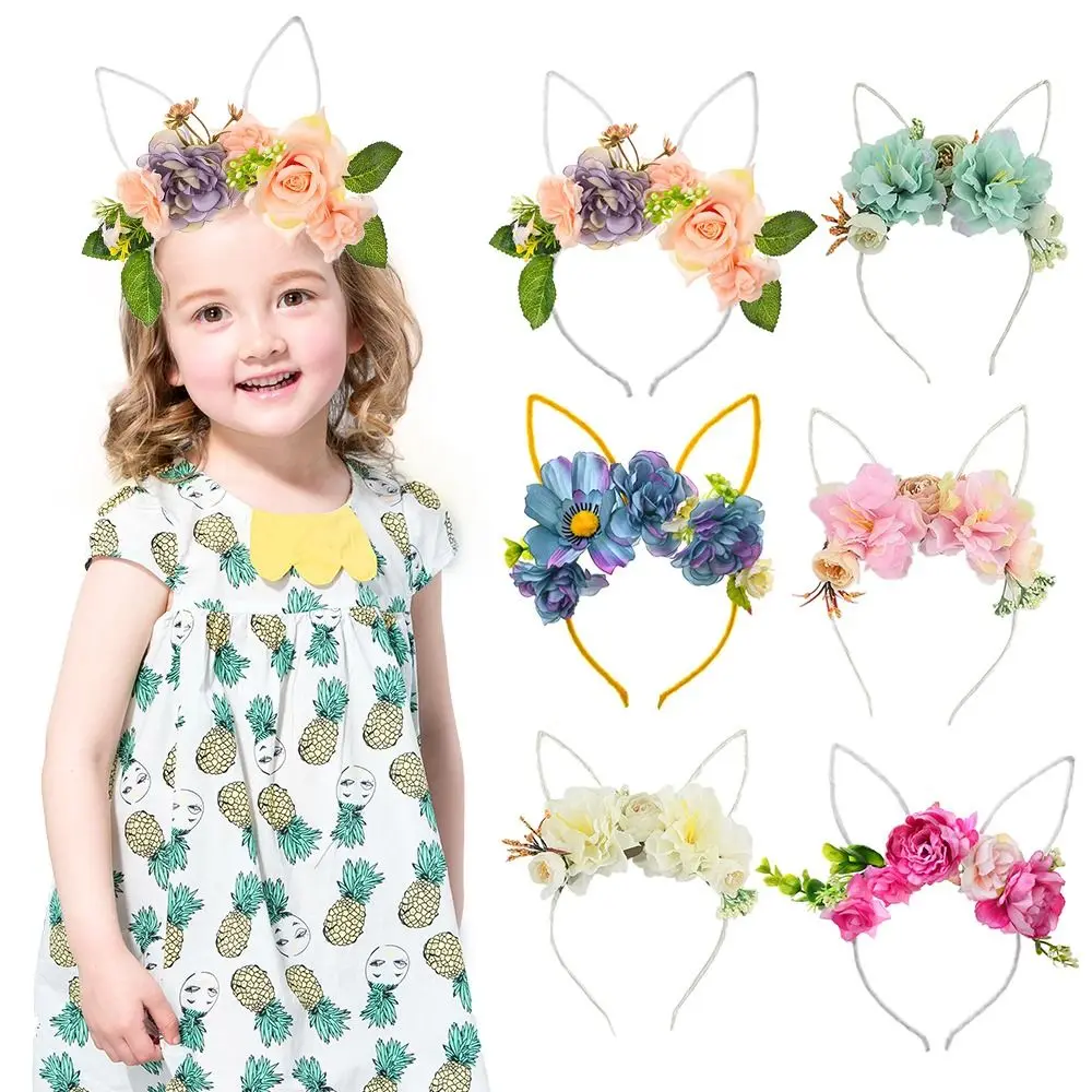 

Fake Flower Hair Bands for Girls Boutique Artificial Organza Floral Headband Princess Party Headwear Kids Hair Accessories