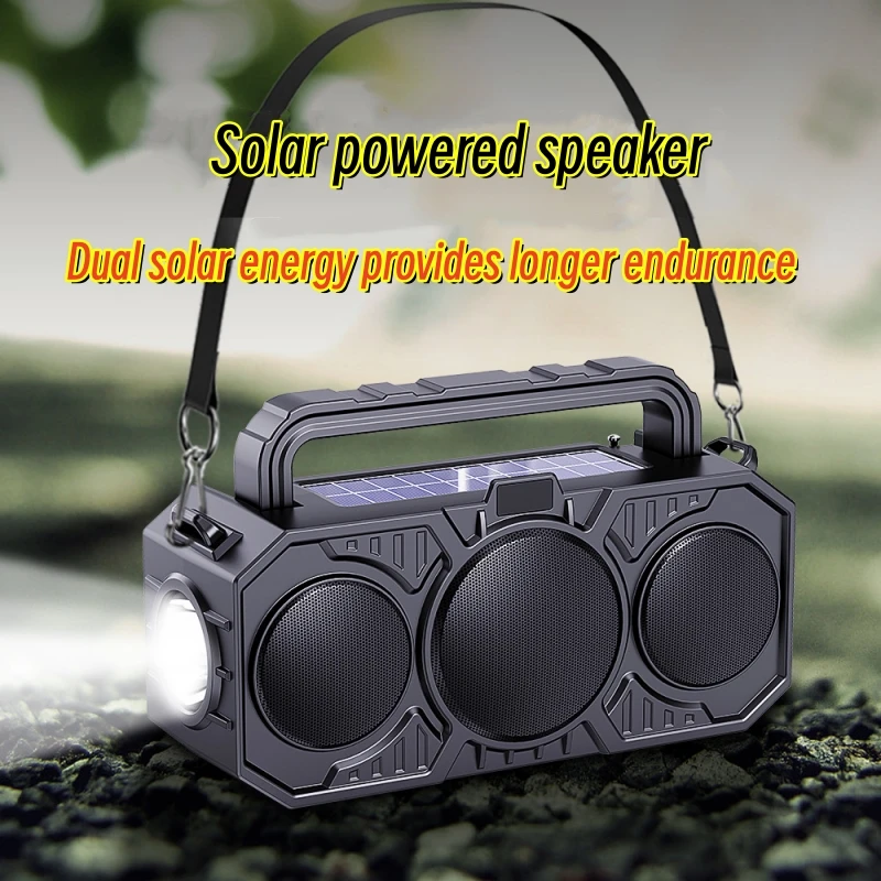 

Solar Powered Outdoor Wireless Bluetooth Speaker with New Dual Solar Power Flashlight Card Insertion Player Sound System FM/TF