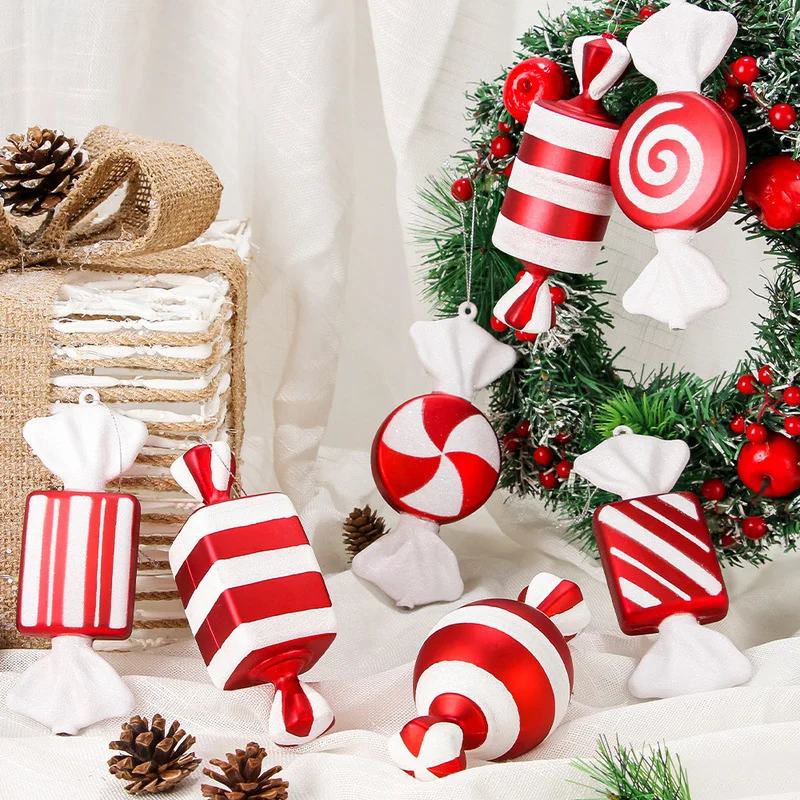 

Christmas Candy Decorations Xmas Pendants Ornaments Painted Lollipop Navidad 2023 New Year Gifts for Kids Home Decor Accessories