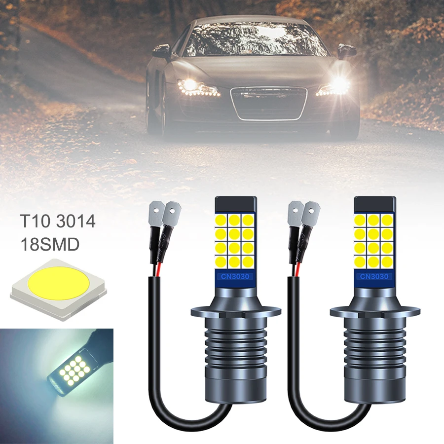 

2pcs H3 3030 Chips Car Fog Light LED 6000K White Super Bright Automotive Fog Lamp Bulb Truck Driving Daytime Running Light DRL