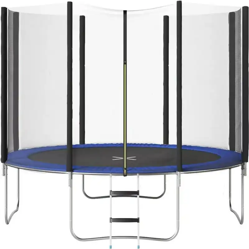 

12-футовая уличная кровать для прыжков с сеткой безопасности и лестницей, батуты для заднего двора, синего цвета