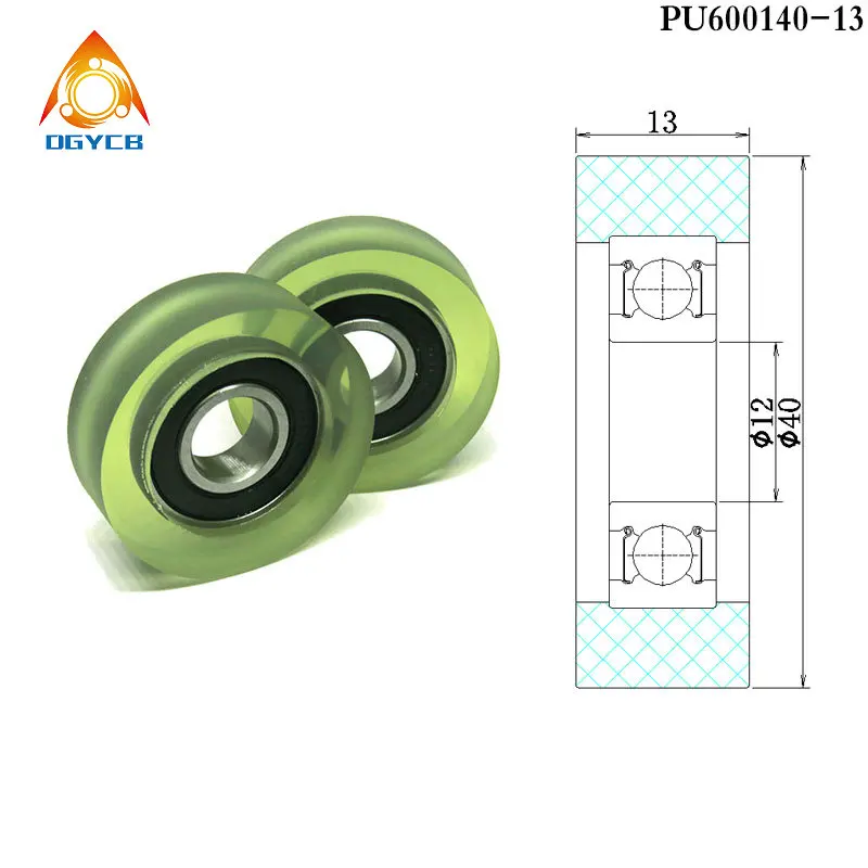 

1pcs 40mm Diameter PU Coated Bearing Pulley Wheel 12x40x13 Bearing PU600140-13 OD 40mm Soft Rubber 12*40*13 Polyurethane Roller