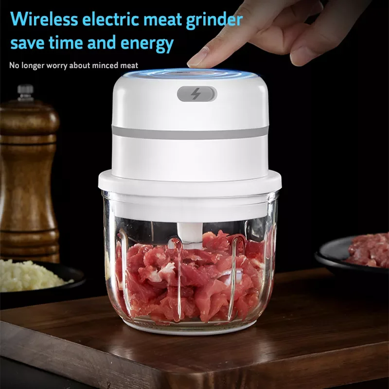 

300ml Wireless Portable Garlic Masher Vegetable Meat Grinder Fresh Chili Chopper Charging Mini Durable Kitchen Tool