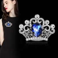 leeker luxury crystal crown brooch with blue purple stones pin for women retro party jewelry mixed styles brooches gift 127 xs2