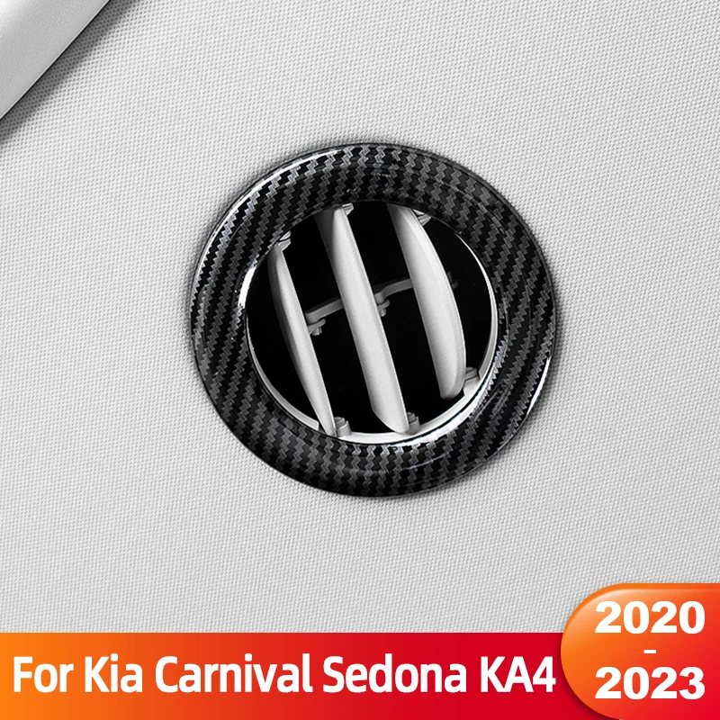 

For Kia Carnival Sedona KA4 2020 2021 2022 2023 ABS Carbon Car Roof Air Condition Vent Outlet Cover Decoration Ring Accessories