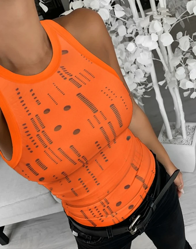 Женский Повседневный Топ лето 2024 модный однотонный сексуальный ажурный топ без