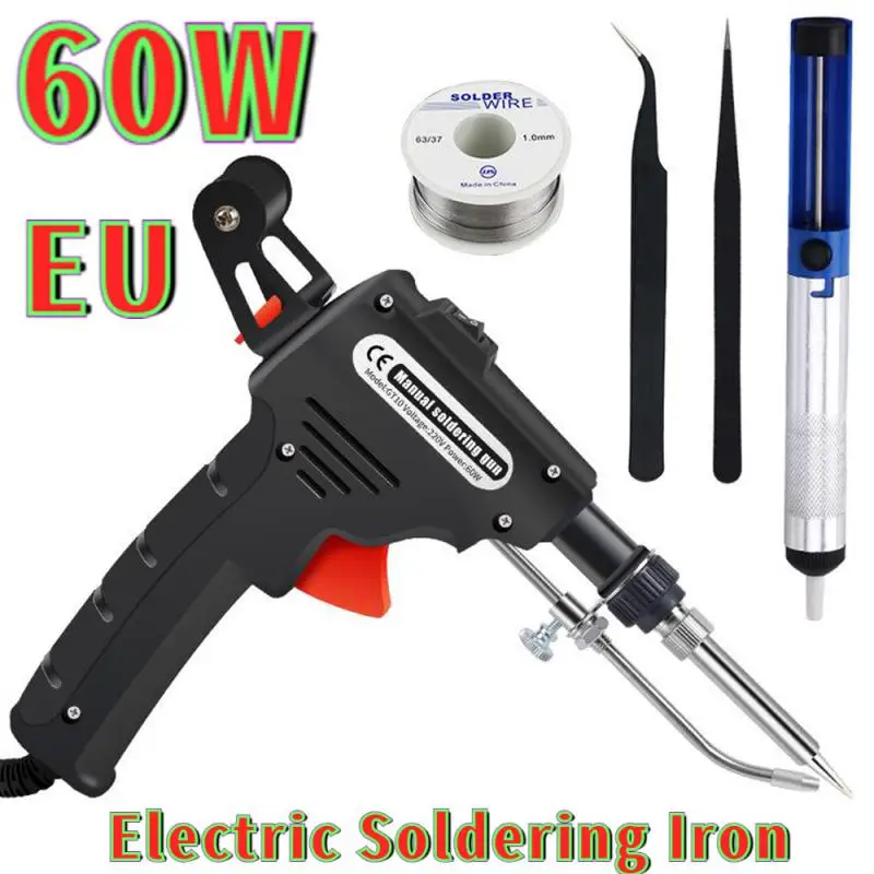 EU 60W Electric Soldering Iron Gun Hand-held Internal Heating Auto Send Tin Welding Repair Tool