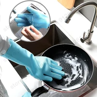 silicone cleaning gloves kitchen silicone dish washing glove for household scrubber rubber kitchen clean tool 1pair gloves