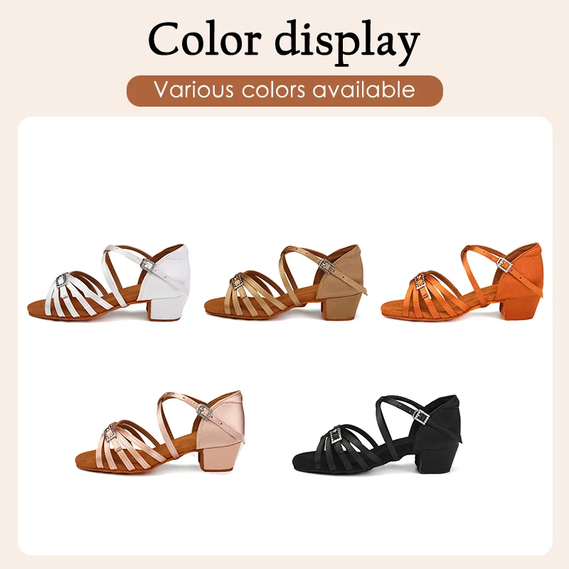 HIPPOSEUS High Quality Silk New Arrival Wholesale Girls Children/Child/Kids Ballroom Tango Salsa Latin Dance Shoes Low Heel