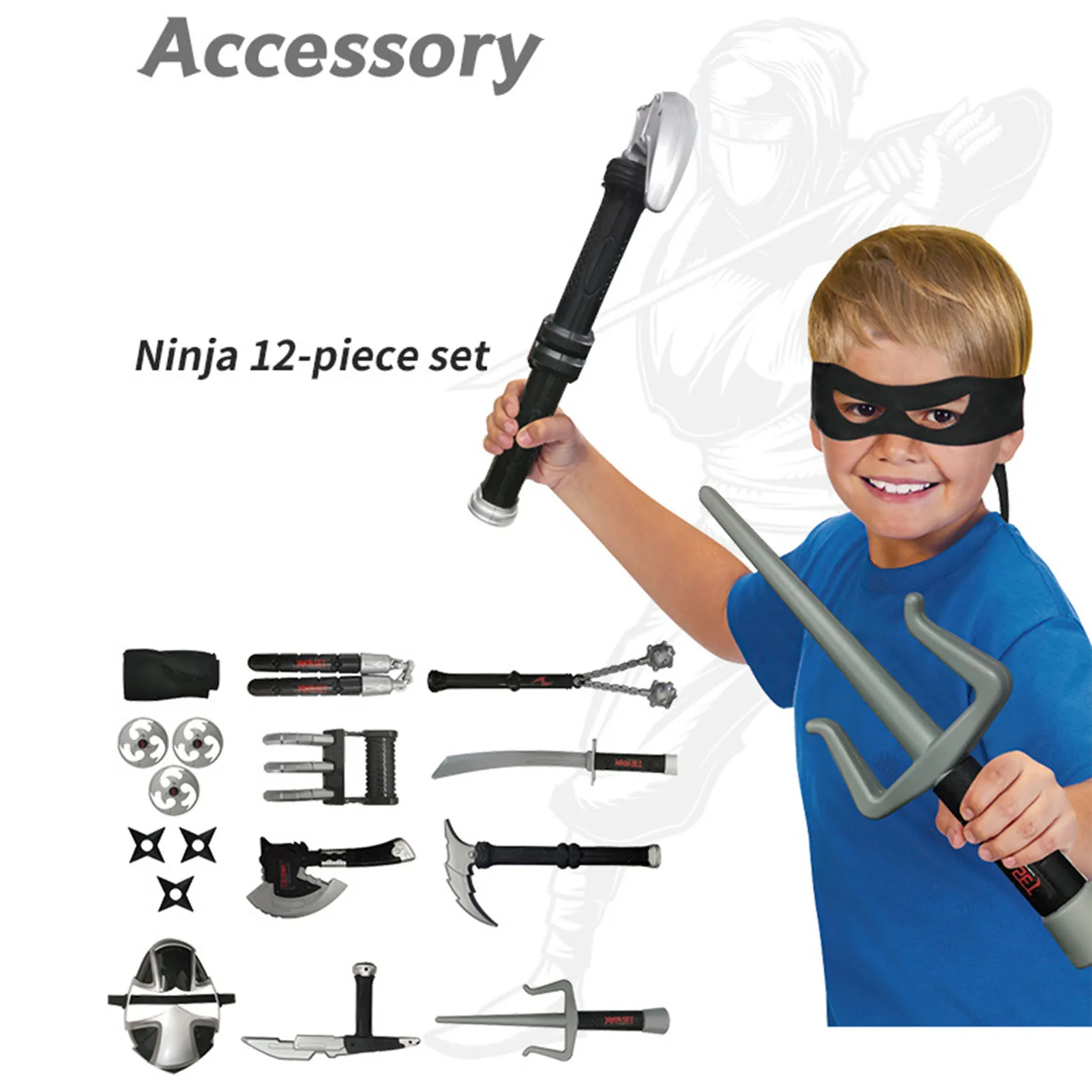

Swords Toy Halloween Plastic Samurai Costume Set Outdoor Cosplay Game Toys Role Playing Set Props For Boys