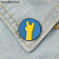 rock hand pattern printed pin custom funny brooches shirt lapel bag cute badge cartoon enamel pins for lover girl friends