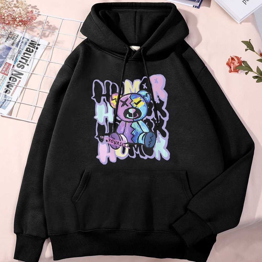 

Одежда Humor Graffiti Teddy Bear Be Yourself, Мужская Удобная качественная одежда, свободная толстовка в стиле Харадзюку, Модные Качественные толстовки