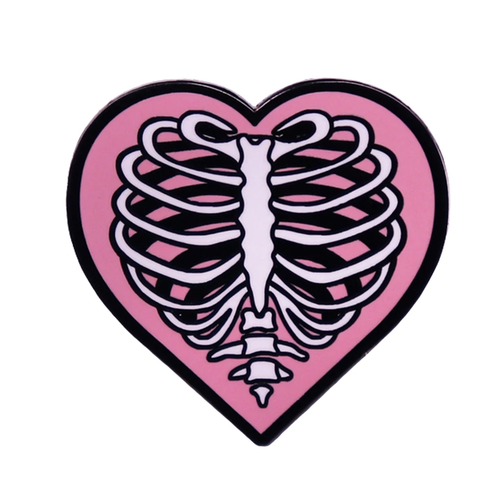 

Hearts Bone Pin Pink Lapel Pins Jeans Brooches Cartoon Brooch for Nurses Doctors Fashion Clothing Badges Accessories Gifts