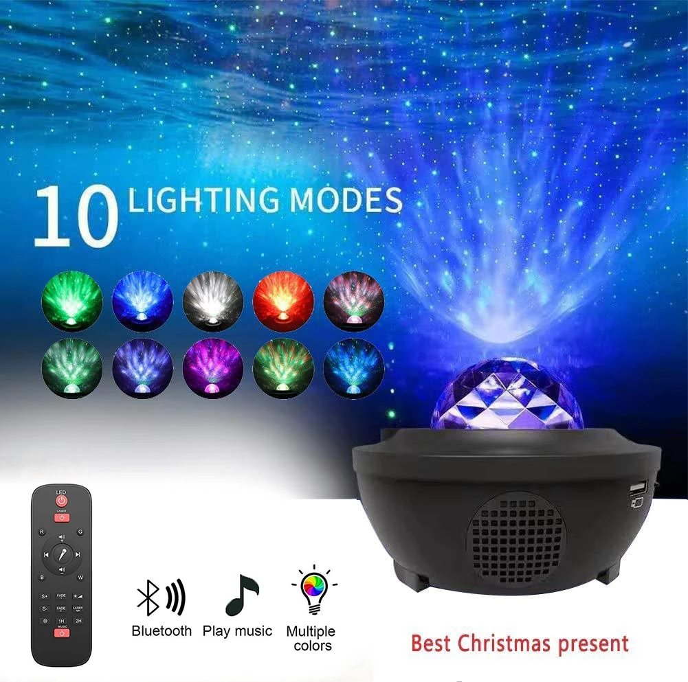 

LED Star Galaxy Projector Ocean Wave Night Light Room Decor Rotate Starry Sky Porjectors Luminaria Decoration Bedroom Lamp Gifts