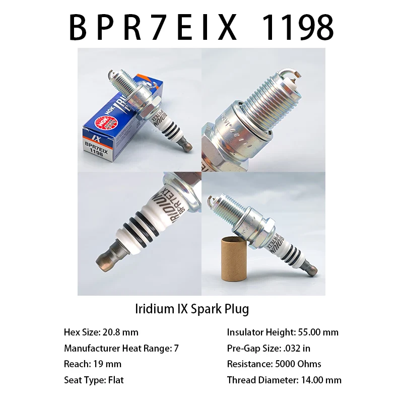 

1 шт. оригинальная иридиевая Свеча зажигания NGK BPR7EIX 1198 подходит для B7ES BR7ES BPR7ES