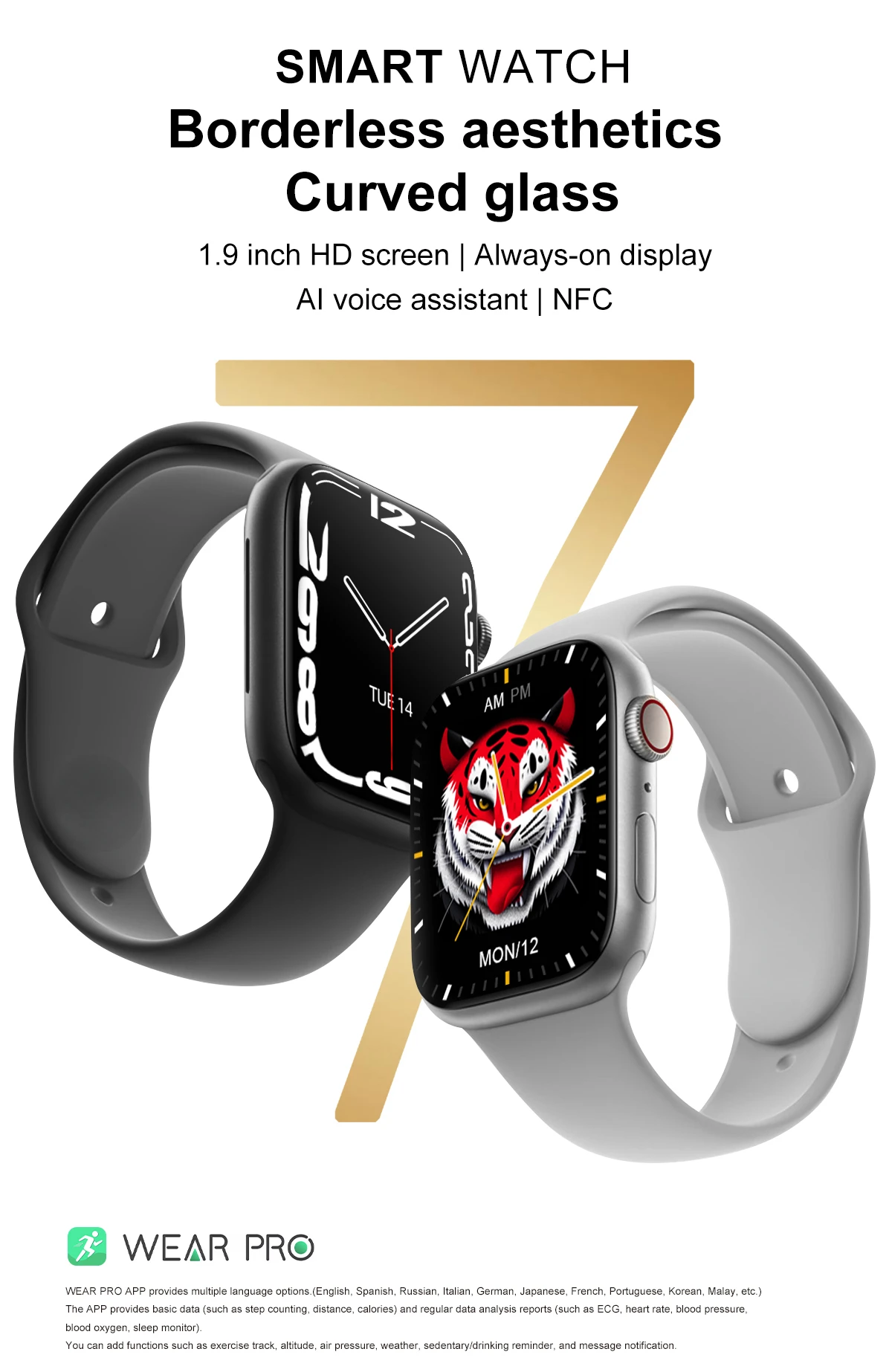 Смарт-часы 2022 Серия 7 GPS трек NFC Bluetooth Вызов Беспроводная зарядка пульсометр PK IWO W27