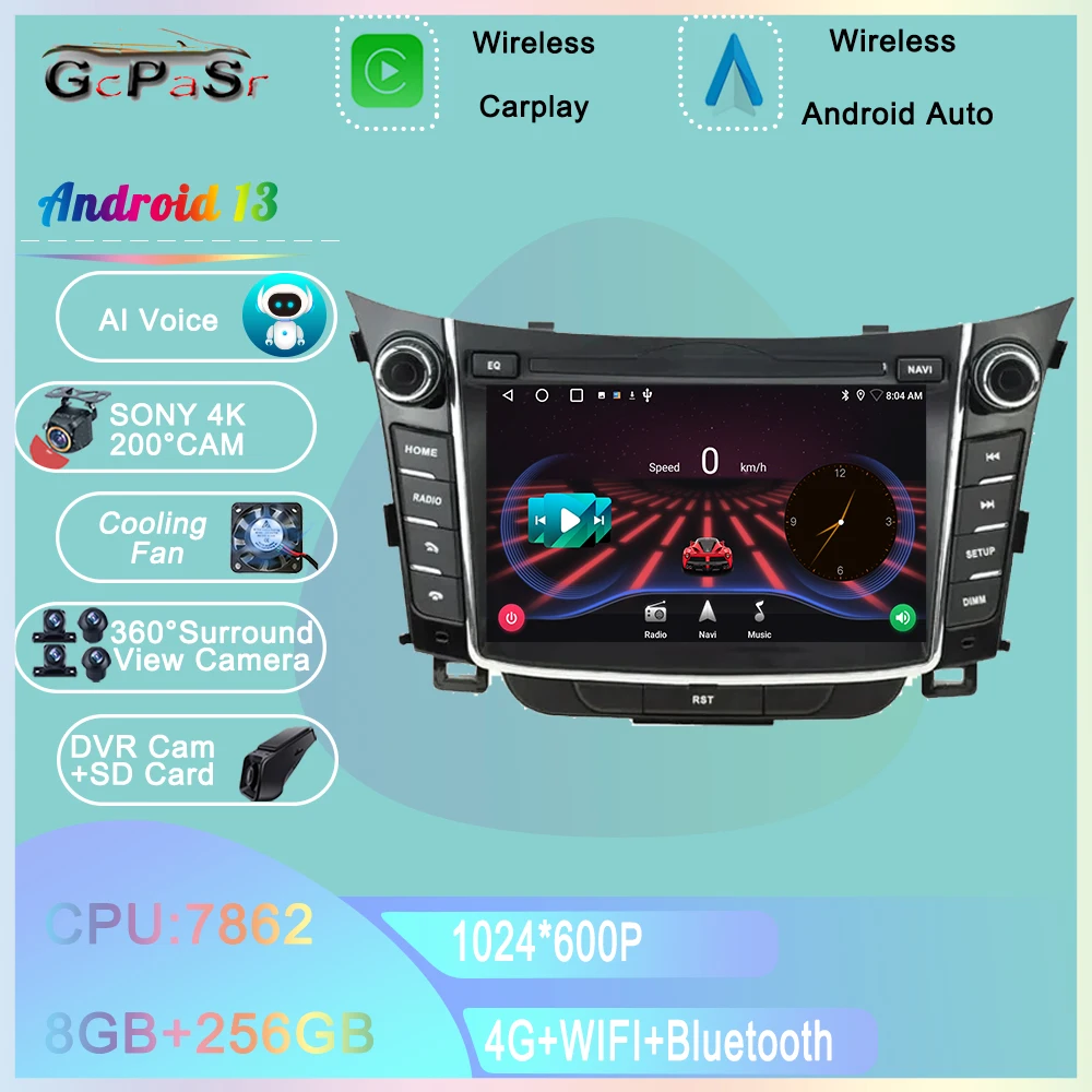 Мультимедийный автомобильный плеер Android 11 радио GPS-навигация DVD № 2DIN для Hyundai I30