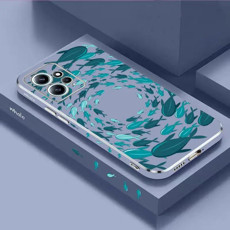 Fish Gather Luxury Plating Phone Case For Xiaomi Redmi Note 11 Pro Plus 12Pro Plus 11 11S 10 Pro 12 9S 8 Pro Cover