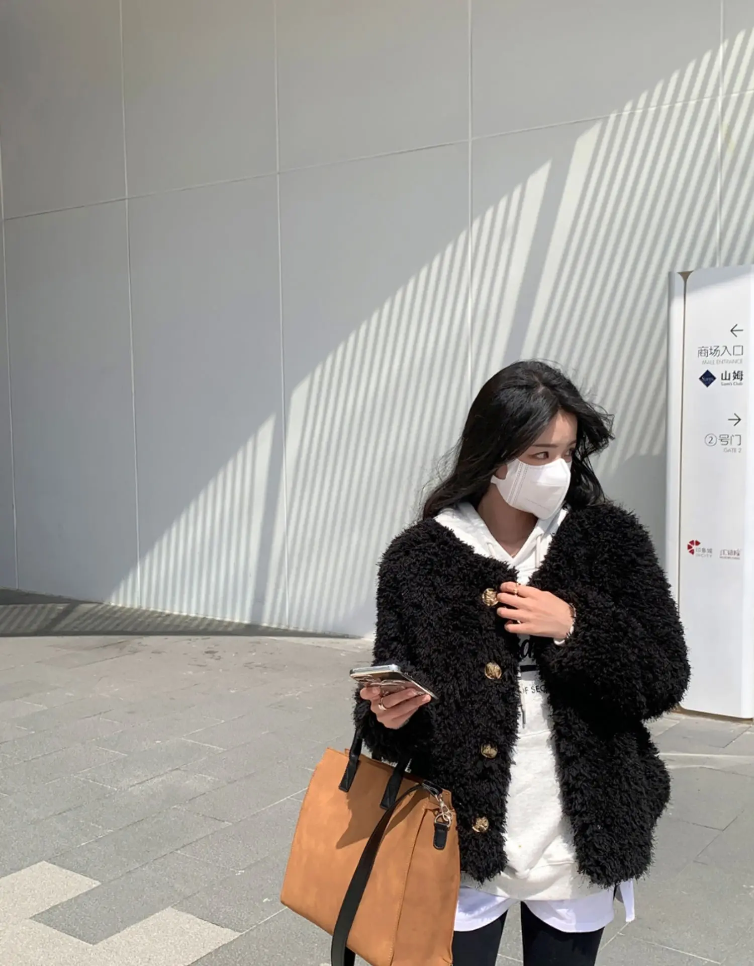 New Lazy Style Autumn All-Matching Loose Black Tassel Furry Coat Women's Single-breasted Environmental Fur Short Jacket