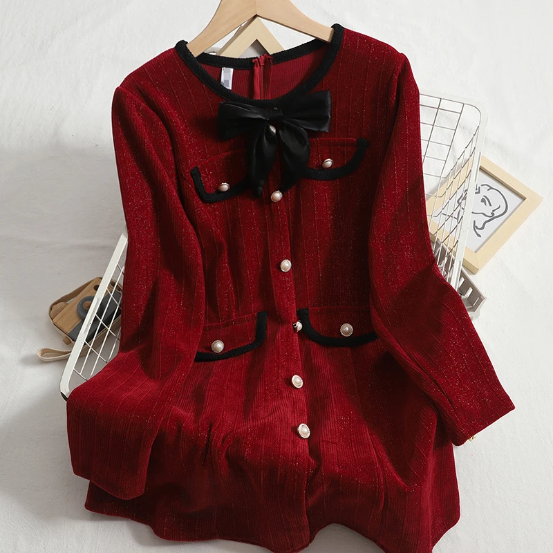 

Женское короткое однобортное платье Fitaylor, элегантное офисное платье трапециевидной формы с круглым вырезом и узким бантом, весна-осень 2019