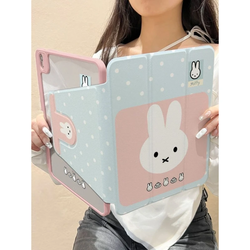 Фото Защитный чехол Anime Miffy, подходящий для iPad11/MINI7/Pro/Air6/5/9/10, 720 °   Вращающиеся мультяшные фигурки: хит продаж, оптовая продажа, выгодные товары №4