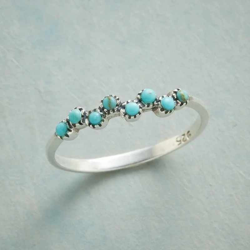 

Turquoise Ring Blue Turkish style cross border hot sale wish new ins jewelry