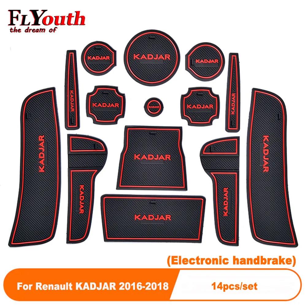 

14Pcs/Set Car Door Groove Mat For Renault KADJAR 2016-2018 Auto Anti-Slip Cup Mat Non Slip Door Gate Pad Car Accessories